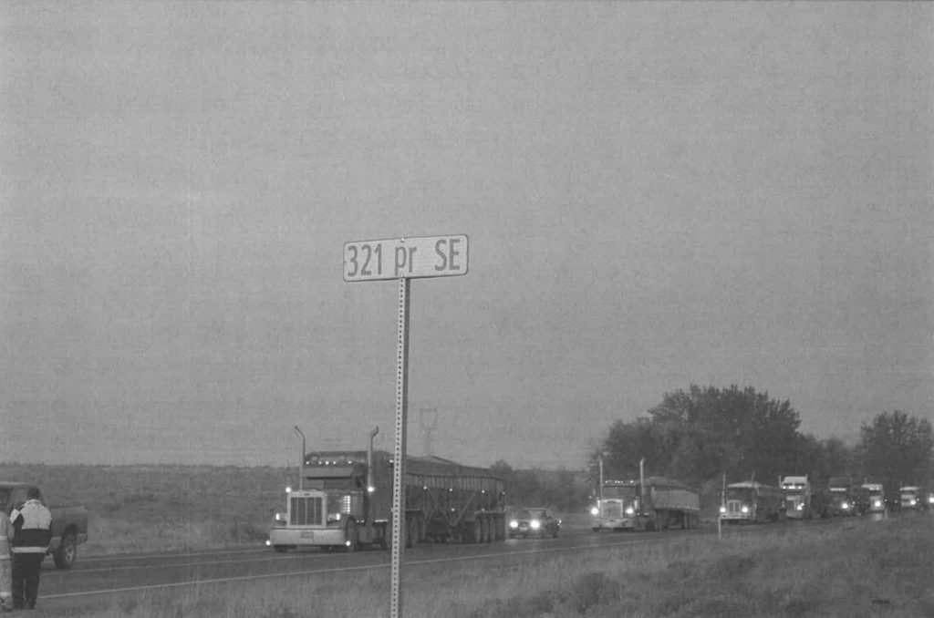 Miles of semi trucks