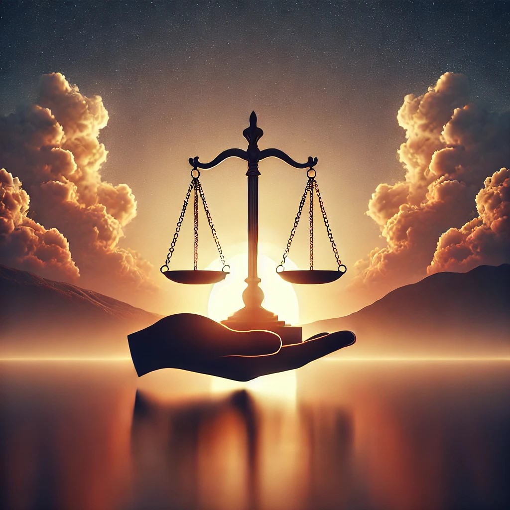 Anderson Law, Sunnyside, WA. A scale of justice symbolizing hope and justice. Law and justice, sunset, scale, hope, support